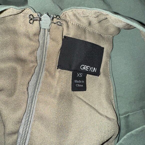 Greylin Mikal Grommet Lace Up Dress Olive Green Size XS Mini Halter - Picture 6 of 7